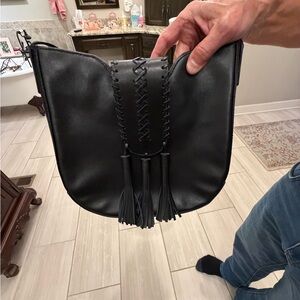 Milano Black Leather Shoulder Bag